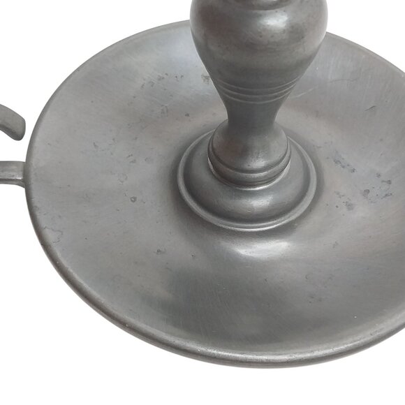 Vintage Oneida Heirloom Pewter Chamberstick Candle Stick Holder Loop Handle - Picture 3 of 8